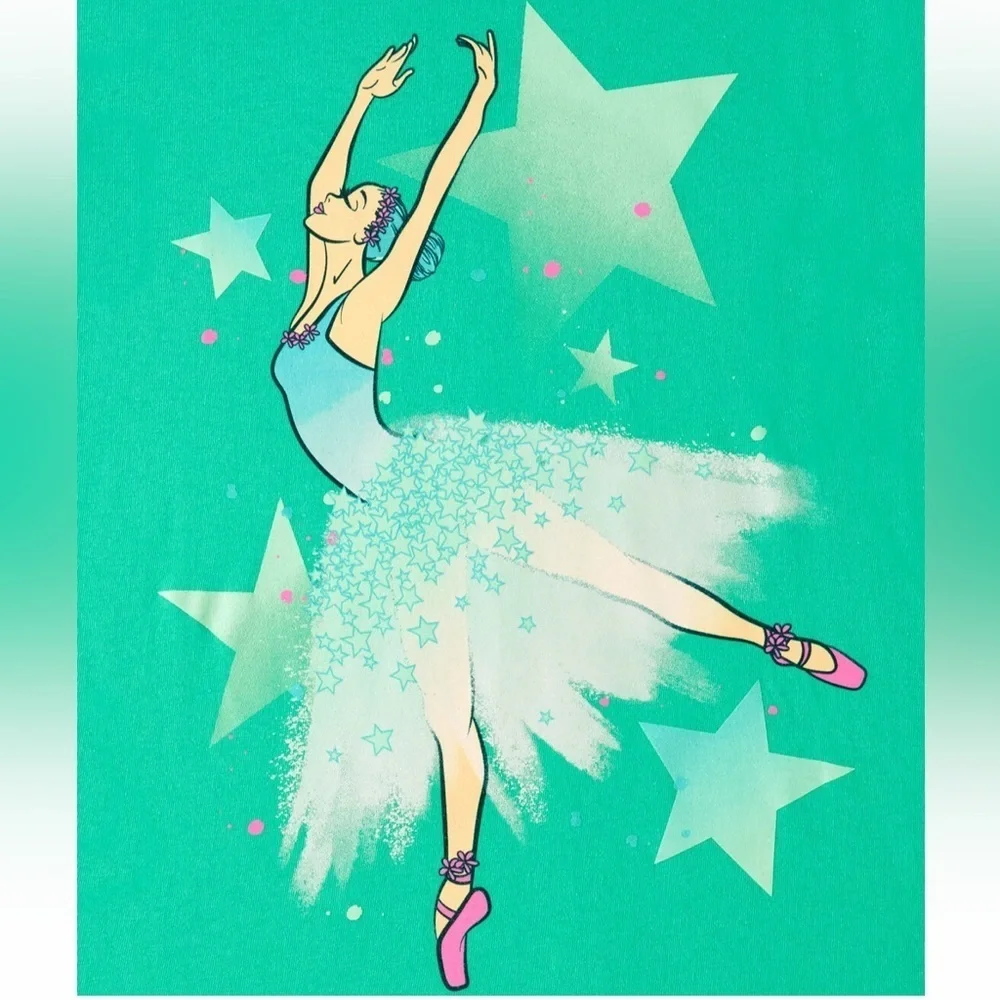 Girls Ballerina Graphic Tee - Aquamarine